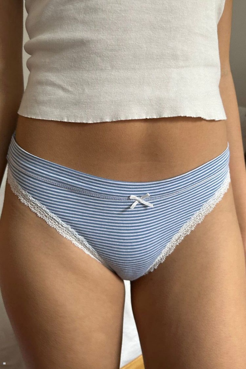 Sous Vêtement Brandy Melville Stripe Bow Bleu Clair Blanche | ADM-88108809